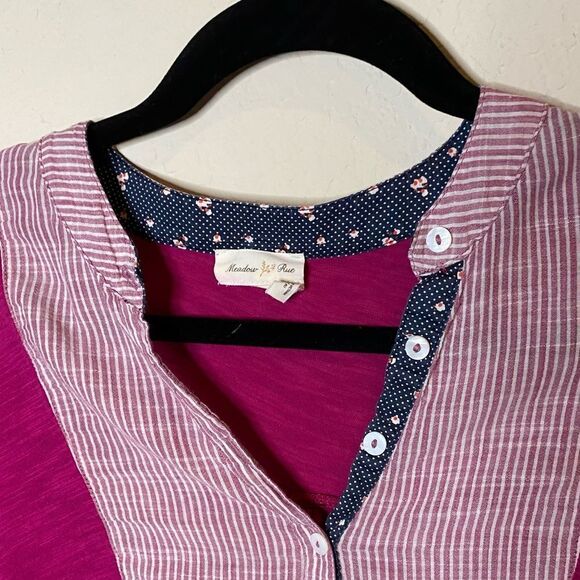 Anthropologie Pink Henley Top Sz M - Picture 4 of 4